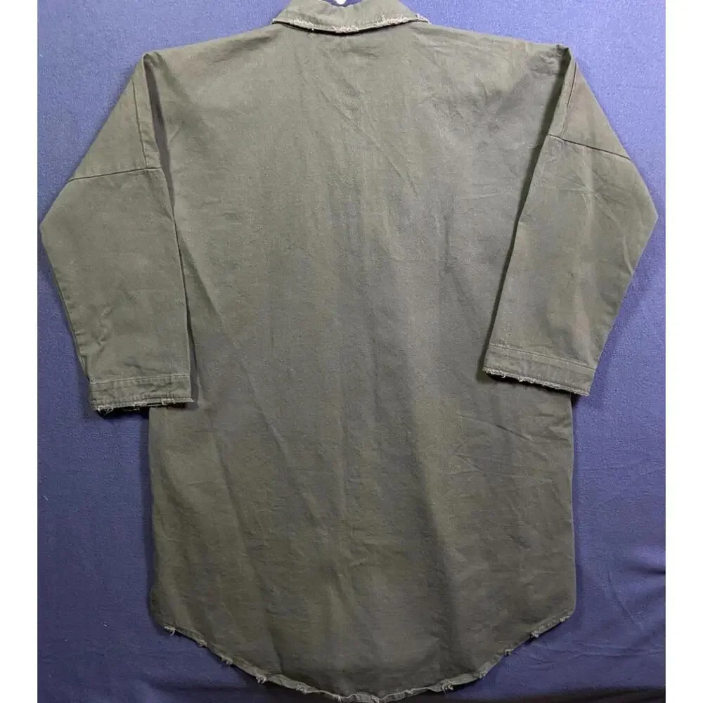 Umgee Women's Olive Green Army Military Button Up Frayed Hem Jacket, Size 2XLT - Picture 14 of 15